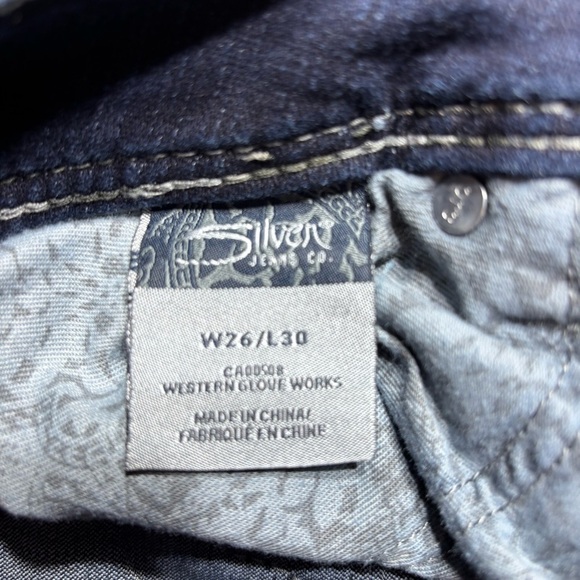 Silver Jeans Womens 26 Suki Surplus Stretch Flare Flap Pockets Big Stitch Party - Picture 3 of 5